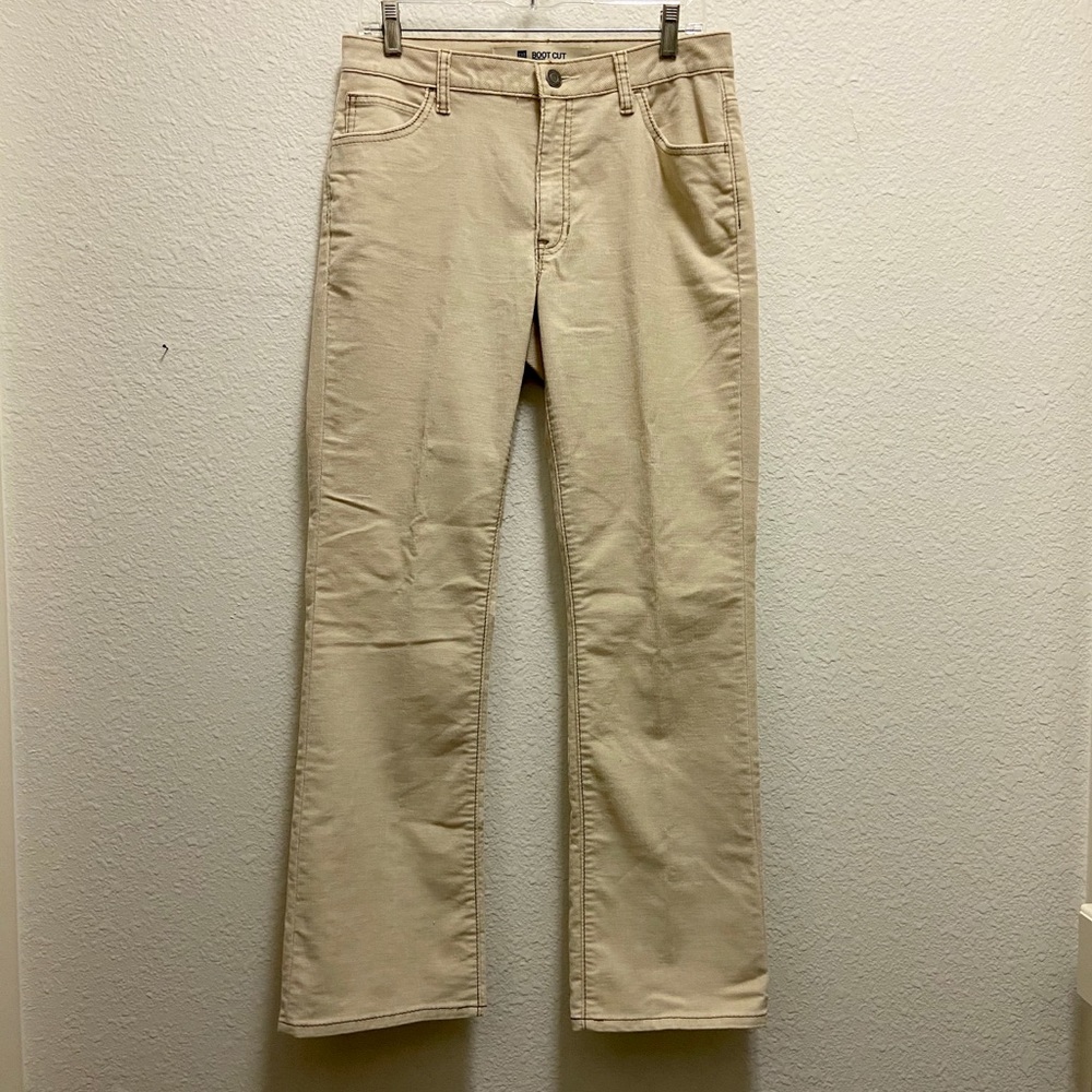 Cream Bootcut Corduroy-like Jeans